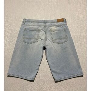 Terranova Mens Denim Shorts Size 33 Light Wash Blue‎ Cotton Casual Whiskers